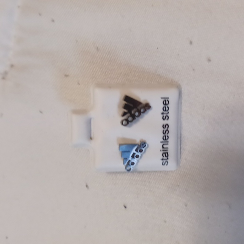 Adidas Silver Stainless Steel Stud Earrings - Picture 3 of 3